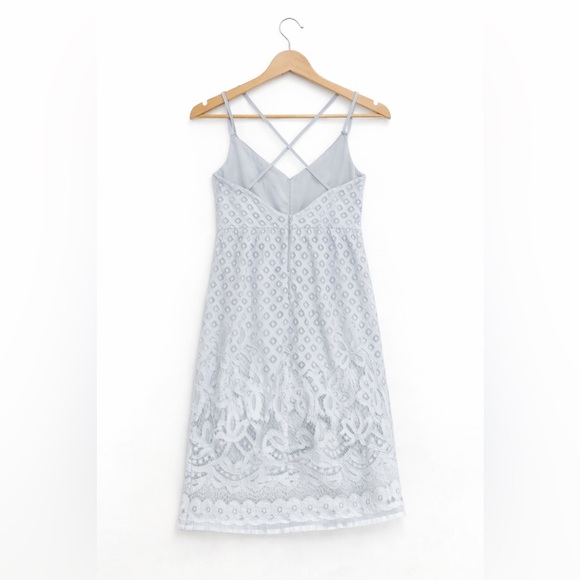 DEX Light Blue Lace Dress Criss-Cross Back Sleeveless Size M - Picture 2 of 7